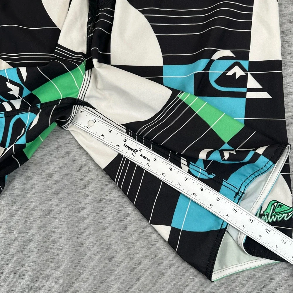 Y2K Quiksilver Board Shorts Mens 34 Geometric Colorblock Surf Trunks Embroidered